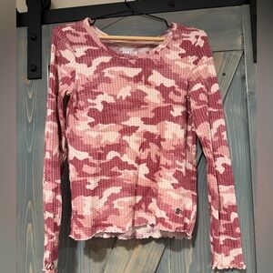 Justice Pink and White Camo Long Sleeve Tee